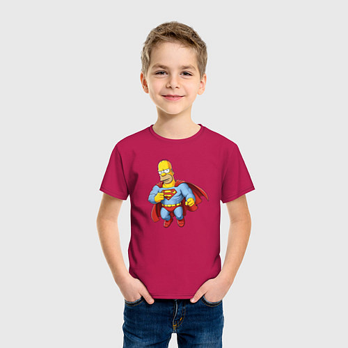 Детская футболка Гомер супермен / Маджента – фото 3