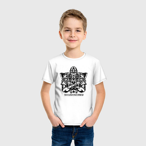 Детская футболка Воин язычник с топорами / Белый – фото 3