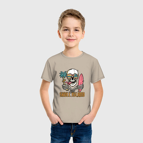 Детская футболка Остров черепа-skull island / Миндальный – фото 3
