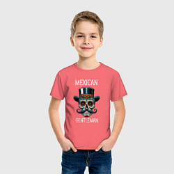 Футболка хлопковая детская Мексиканский джентльмен, цвет: коралловый — фото 2