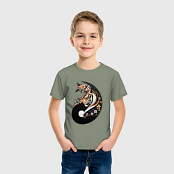 Футболка хлопковая детская Тигр - Янь, цвет: авокадо — фото 2