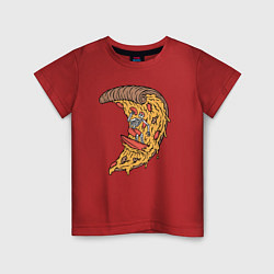 Футболка хлопковая детская Пицца серфер, цвет: красный