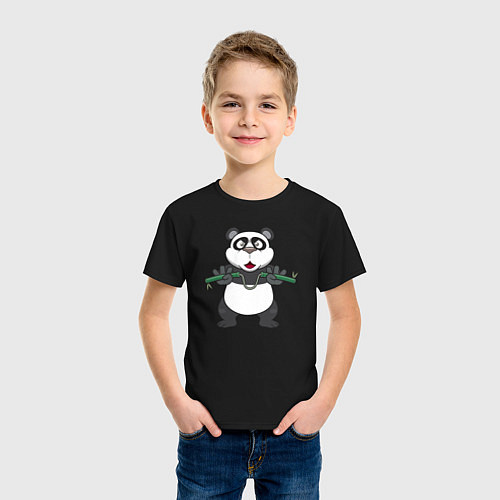 Детская футболка Панда с нунчаками / Черный – фото 3