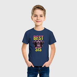 Футболка хлопковая детская Best sis, цвет: тёмно-синий — фото 2