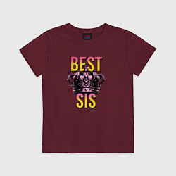 Футболка хлопковая детская Best sis, цвет: меланж-бордовый
