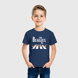 Футболка хлопковая детская Бигли The Beatles пародия, цвет: тёмно-синий — фото 2