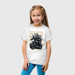 Футболка хлопковая детская Носорог байкер на мотоцикле, цвет: белый — фото 2