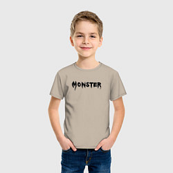 Футболка хлопковая детская Monster black, цвет: миндальный — фото 2