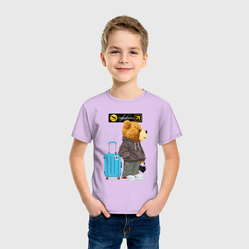 Детская футболка Плюшевый медведь путешественник / Лаванда – фото 3