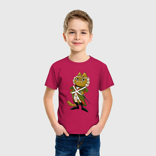 Детская футболка Кот-солдат / Маджента – фото 3