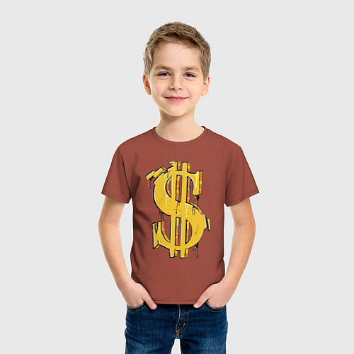 Детская футболка Знак денег / Кирпичный – фото 3