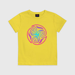 Футболка хлопковая детская Кельтский пурпурный круглый узор, цвет: желтый