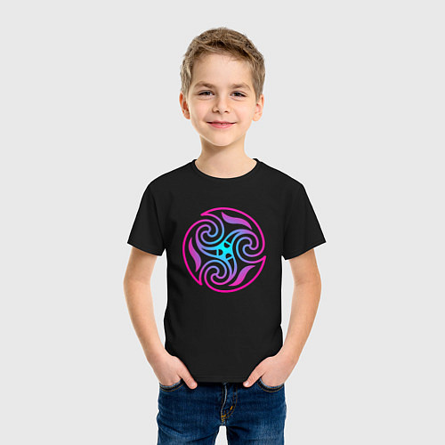 Детская футболка Кельтский пурпурный круглый узор / Черный – фото 3