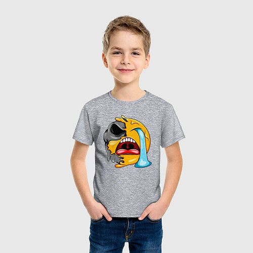 Детская футболка Плачущий смайл / Меланж – фото 3