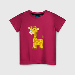 Футболка хлопковая детская Милый пятнистый жираф, цвет: маджента