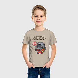 Футболка хлопковая детская Lethal company: Stop Please, цвет: миндальный — фото 2
