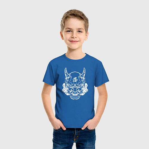 Детская футболка Меченный череп ёкая / Синий – фото 3