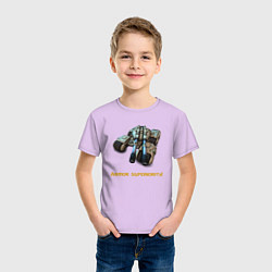 Футболка хлопковая детская Танк Мамонт ГСБ, цвет: лаванда — фото 2