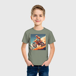 Футболка хлопковая детская Мотокроссмэн, цвет: авокадо — фото 2