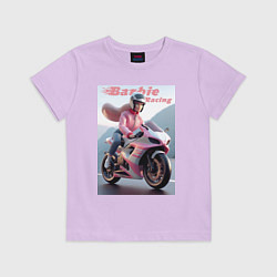 Футболка хлопковая детская Barbie racing - ai art, цвет: лаванда