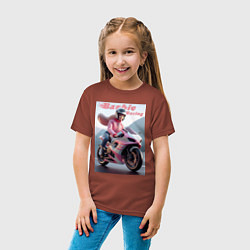 Футболка хлопковая детская Barbie racing - ai art, цвет: кирпичный — фото 2