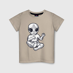 Футболка хлопковая детская Baby alien, цвет: миндальный