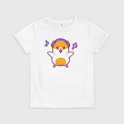 Футболка хлопковая детская Музыкальный хомяк, цвет: белый