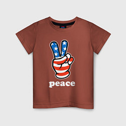 Футболка хлопковая детская USA peace, цвет: кирпичный