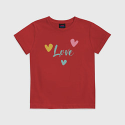 Футболка хлопковая детская Love and hearts, цвет: красный