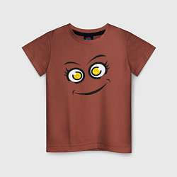 Футболка хлопковая детская Cute emoji, цвет: кирпичный