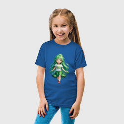 Футболка хлопковая детская Девочка с зелеными волосами, цвет: синий — фото 2
