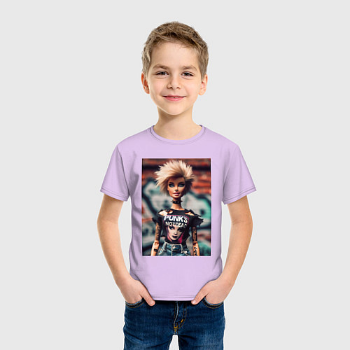 Детская футболка Punks not dead - Barbie ai art / Лаванда – фото 3
