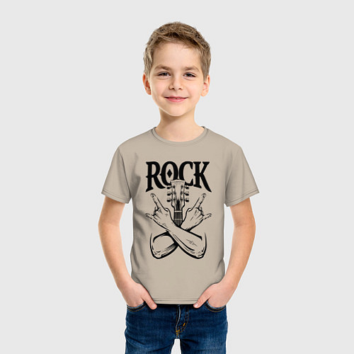 Детская футболка Рок - гитара / Миндальный – фото 3
