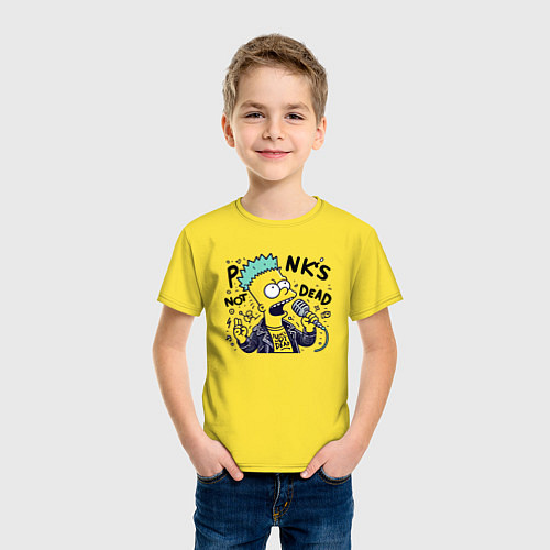 Детская футболка Bart Simpson - punks not dead / Желтый – фото 3