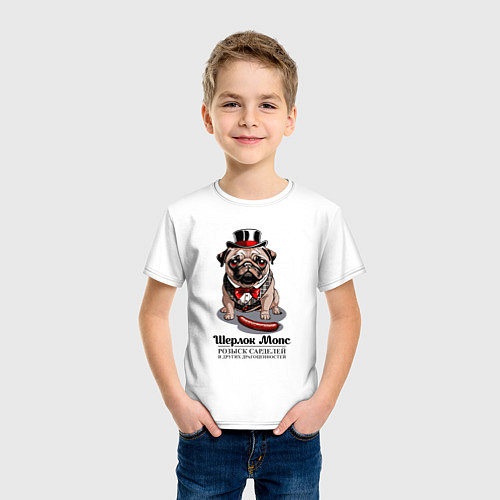 Детская футболка Мопс и сарделька / Белый – фото 3