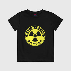 Футболка хлопковая детская Danger radiation sign, цвет: черный