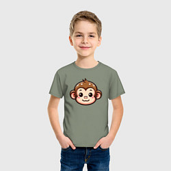Футболка хлопковая детская Мордочка обезьяны, цвет: авокадо — фото 2