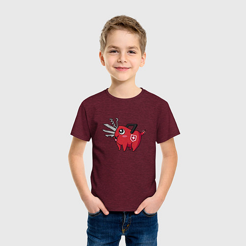 Детская футболка Швейцарская Почита / Меланж-бордовый – фото 3