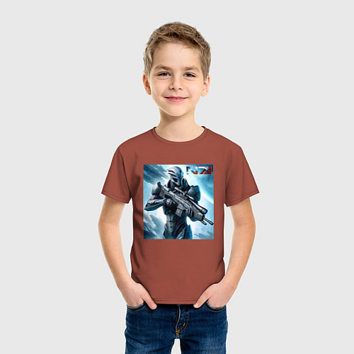 Детская футболка Mass Effect - N7 ai art / Кирпичный – фото 3