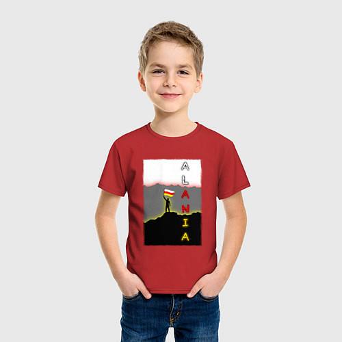 Детская футболка Алания человек с флагом / Красный – фото 3