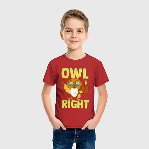 Детская футболка Owl right - каламбур отлично / Красный – фото 3