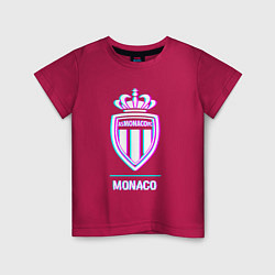 Футболка хлопковая детская Monaco FC в стиле glitch, цвет: маджента