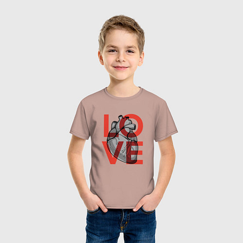 Детская футболка Love с сердцем / Пыльно-розовый – фото 3