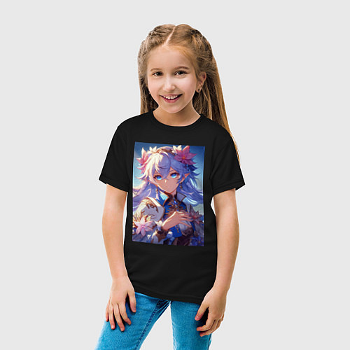 Детская футболка Genshin Impact - ai art fantasy / Черный – фото 4