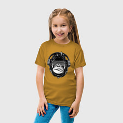 Футболка хлопковая детская Music gorilla, цвет: горчичный — фото 2