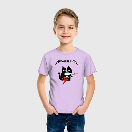 Детская футболка Meowtallica cat / Лаванда – фото 3