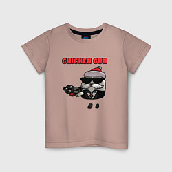 Футболка хлопковая детская Chicken gun santa, цвет: пыльно-розовый