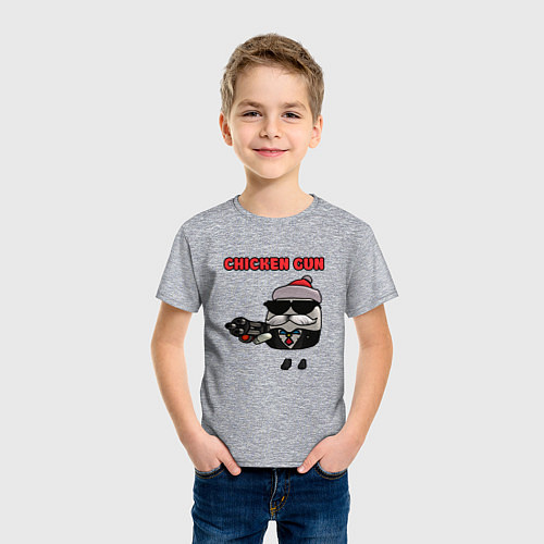 Детская футболка Chicken gun santa / Меланж – фото 3
