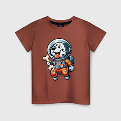 Футболка хлопковая детская Dalmatian cosmonaut puppy with a bone, цвет: кирпичный