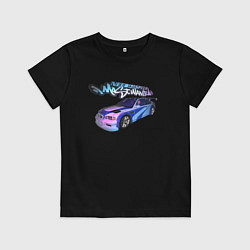Футболка хлопковая детская NFS Most Wanted neon bmw, цвет: черный